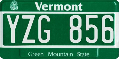 VT license plate YZG856