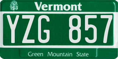 VT license plate YZG857
