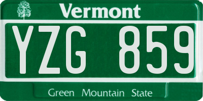 VT license plate YZG859