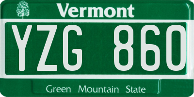 VT license plate YZG860