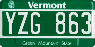 VT license plate YZG863
