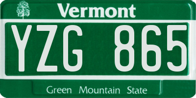 VT license plate YZG865
