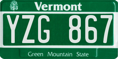 VT license plate YZG867