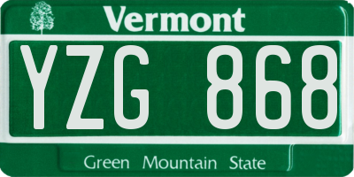 VT license plate YZG868