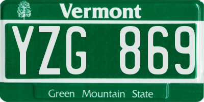 VT license plate YZG869