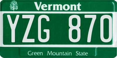 VT license plate YZG870