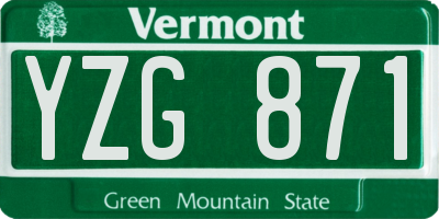 VT license plate YZG871