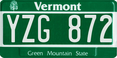 VT license plate YZG872