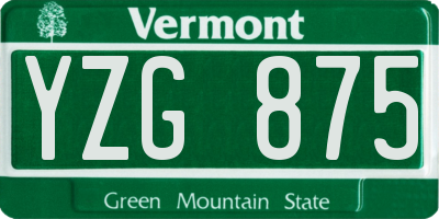 VT license plate YZG875