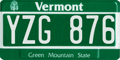 VT license plate YZG876