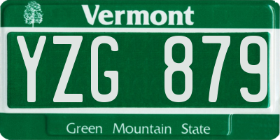 VT license plate YZG879