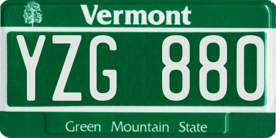 VT license plate YZG880