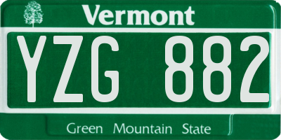 VT license plate YZG882