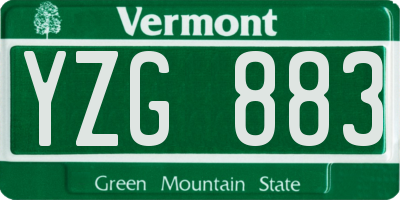 VT license plate YZG883