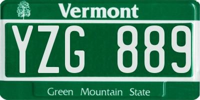 VT license plate YZG889