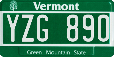 VT license plate YZG890
