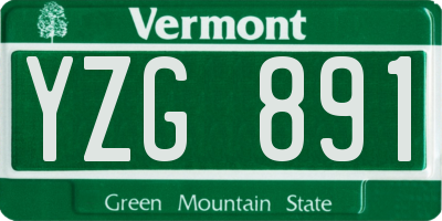 VT license plate YZG891