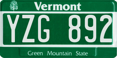 VT license plate YZG892