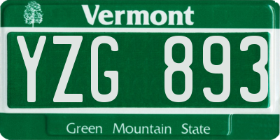 VT license plate YZG893