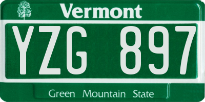 VT license plate YZG897