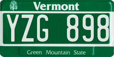 VT license plate YZG898