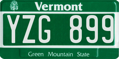 VT license plate YZG899
