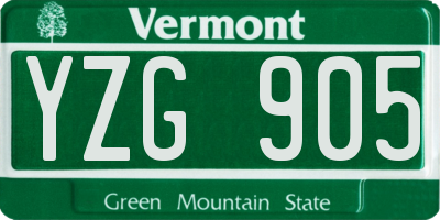 VT license plate YZG905