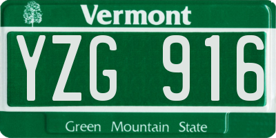VT license plate YZG916