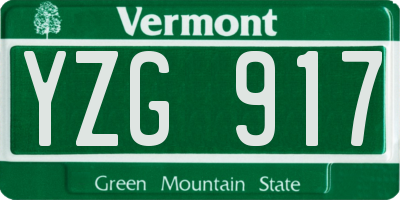 VT license plate YZG917