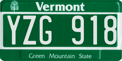 VT license plate YZG918