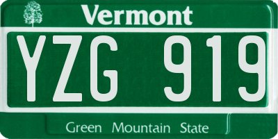 VT license plate YZG919