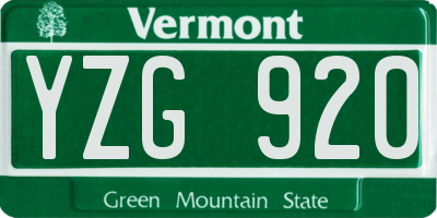 VT license plate YZG920