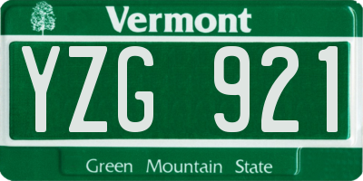 VT license plate YZG921