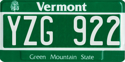 VT license plate YZG922
