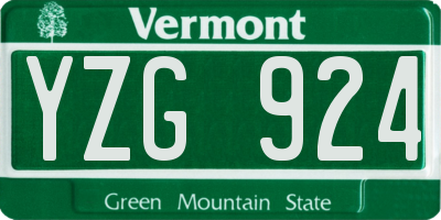 VT license plate YZG924
