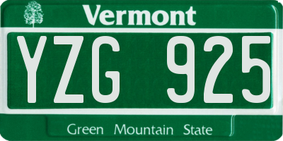 VT license plate YZG925