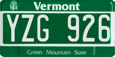 VT license plate YZG926