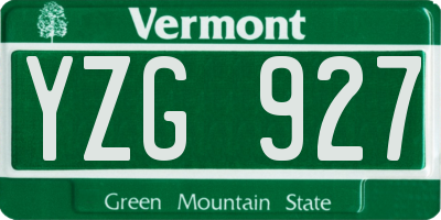 VT license plate YZG927