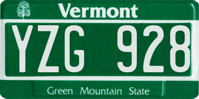 VT license plate YZG928