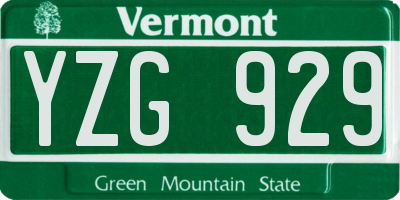 VT license plate YZG929