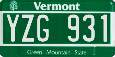 VT license plate YZG931