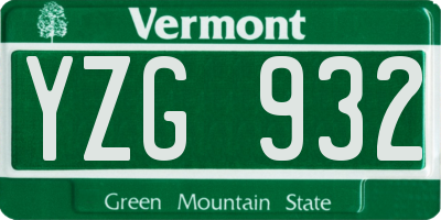 VT license plate YZG932