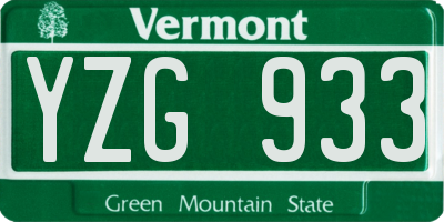VT license plate YZG933