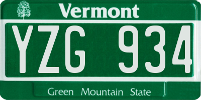 VT license plate YZG934
