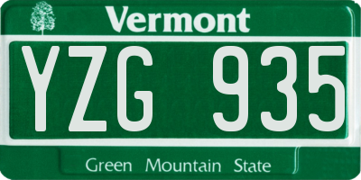 VT license plate YZG935