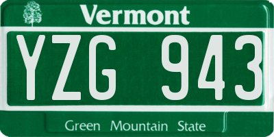 VT license plate YZG943