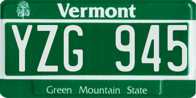 VT license plate YZG945