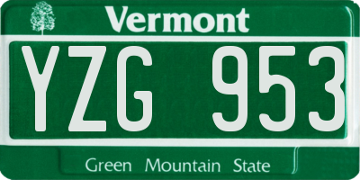 VT license plate YZG953
