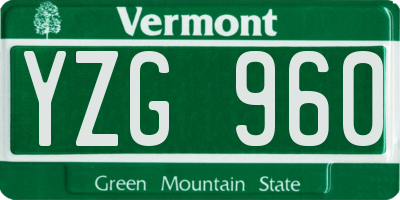 VT license plate YZG960