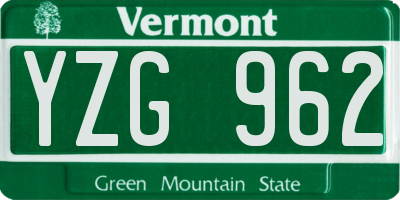 VT license plate YZG962